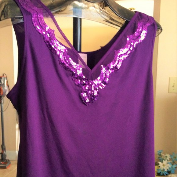 NWT Cabernet Plum (Purple) Sequined Tank Top - XL - Picture 2 of 5